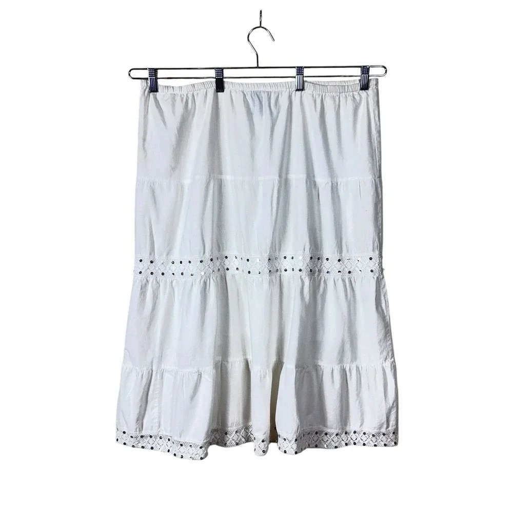Womens Bohemian Midi Skirt Size 1X Festival Coachella Coastal Cottage Prairie